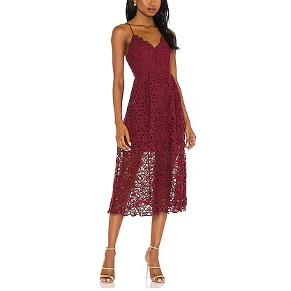 ASTR Lace A Line Midi Dress Midi Dress Red Wine Small